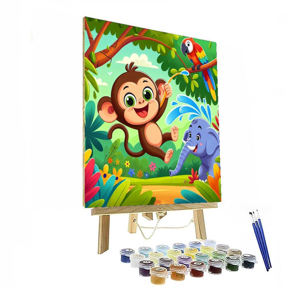 Cheerful Jungle Friends Painting Number Kit