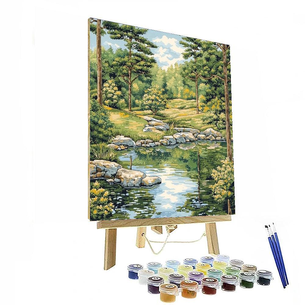 Utagawa Hiroshige Inspired Reflections Of The Tranquil Pond  Painting By Numbers Kit