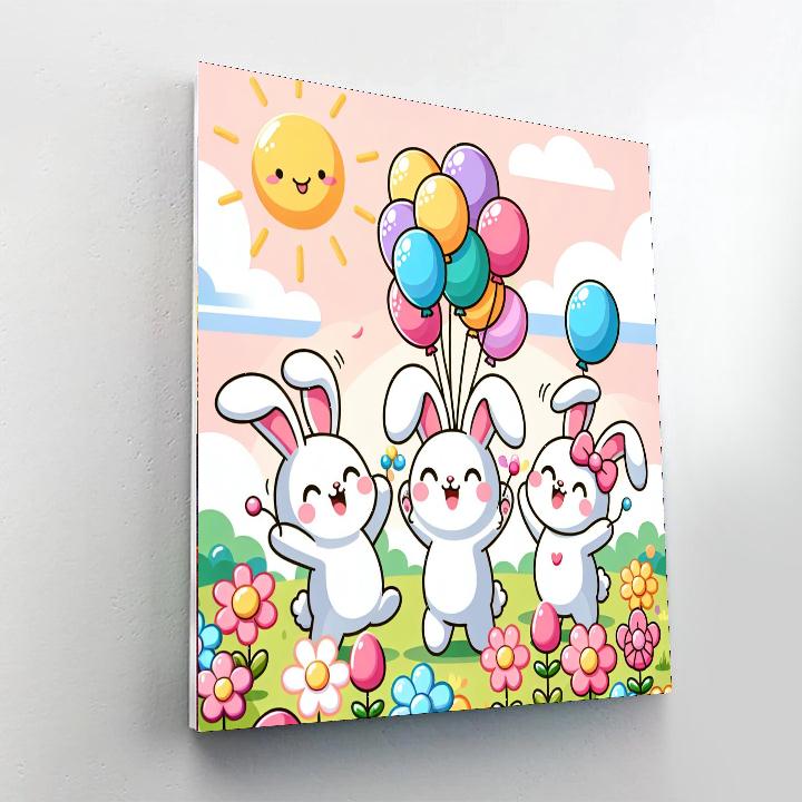 Bouncing Bunny Party Paint By Numbers Art