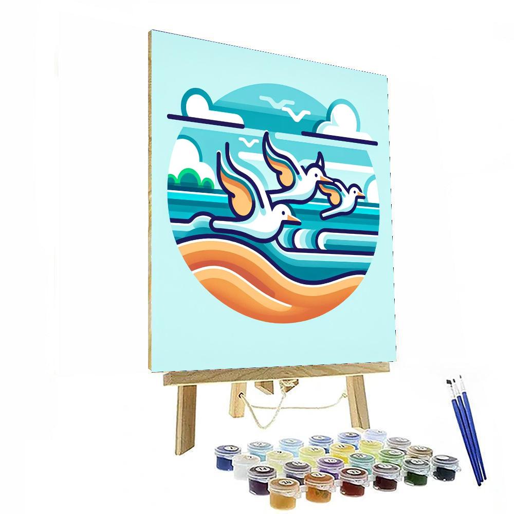 Friendly Seagulls Number Painting