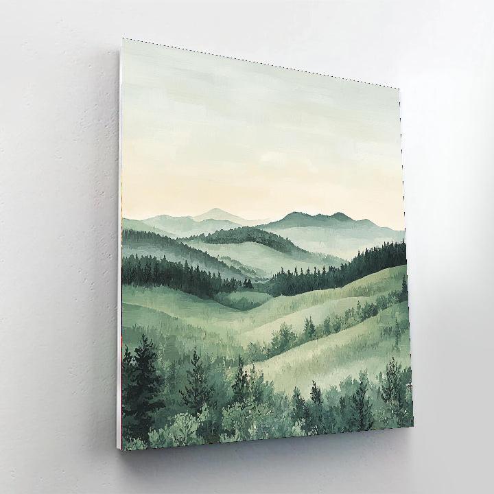 Georges Seurat Inspired Misty Hills  Paint By Numbers Art