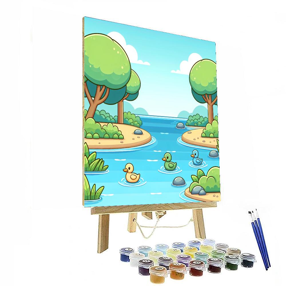 Peaceful Riverbank Scene Paint By Numbers Art