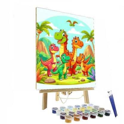 Joyful Dinosaur Family Numbered Painting Kits