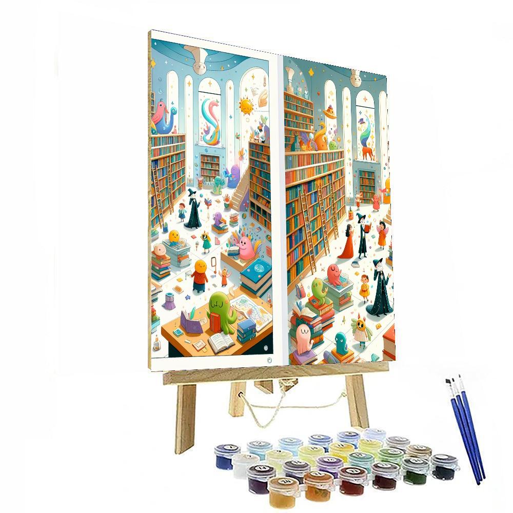 Whimsical Storybook Library Painting Number Kit