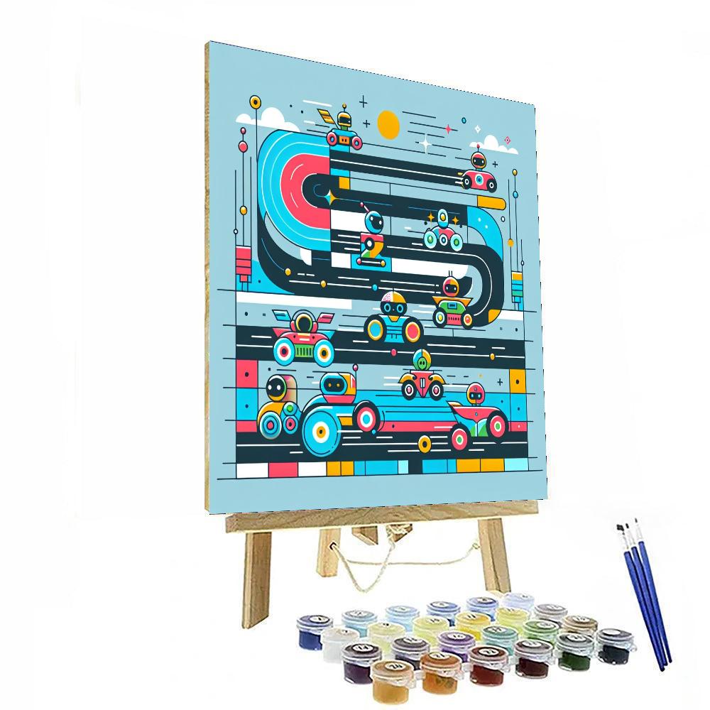Futuristic Robot Race Paint By Numbers Art