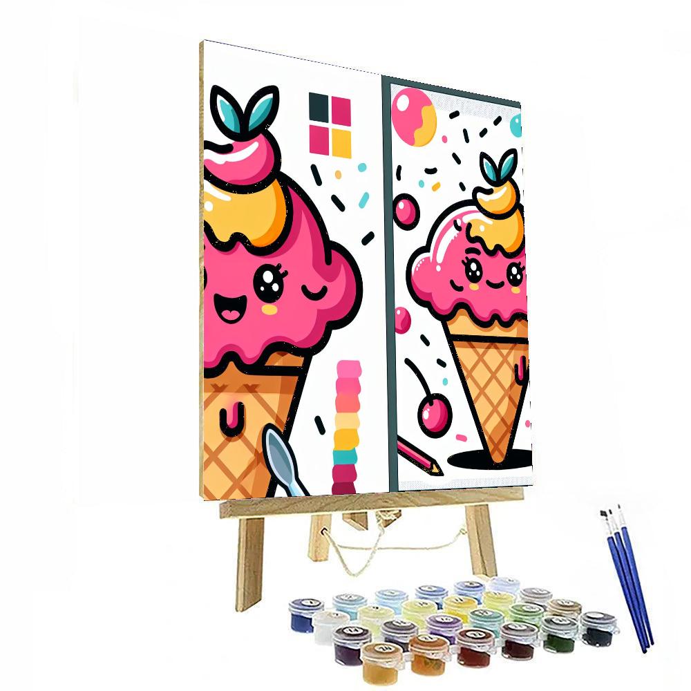 Sassy Ice Cream Monster Painting By Numbers Kit