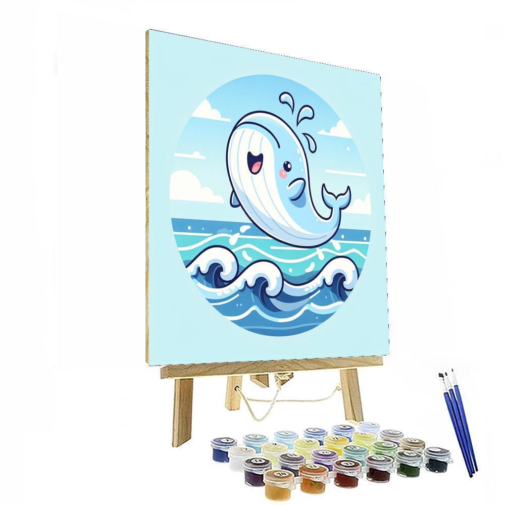 Whimsical Whale Splash Number Painting