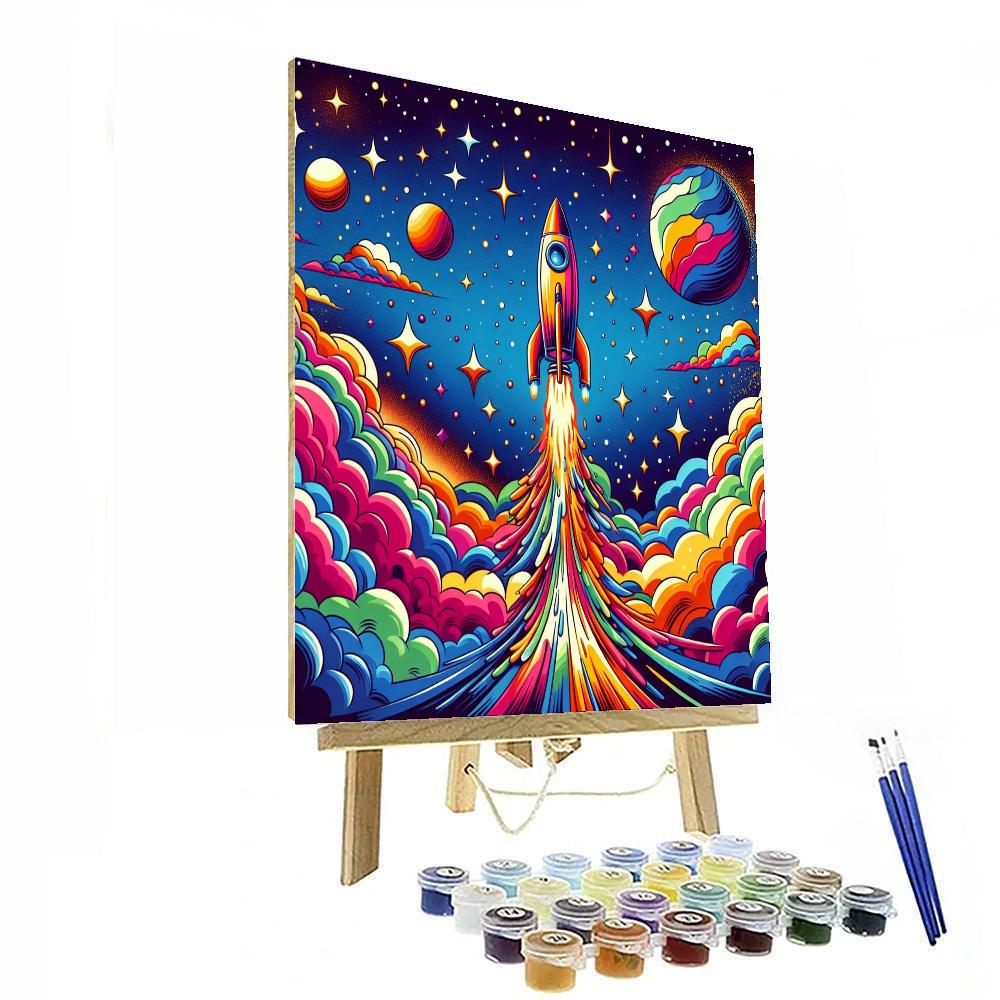 Blast-off Rocket Launch DIY Paint By Numbers