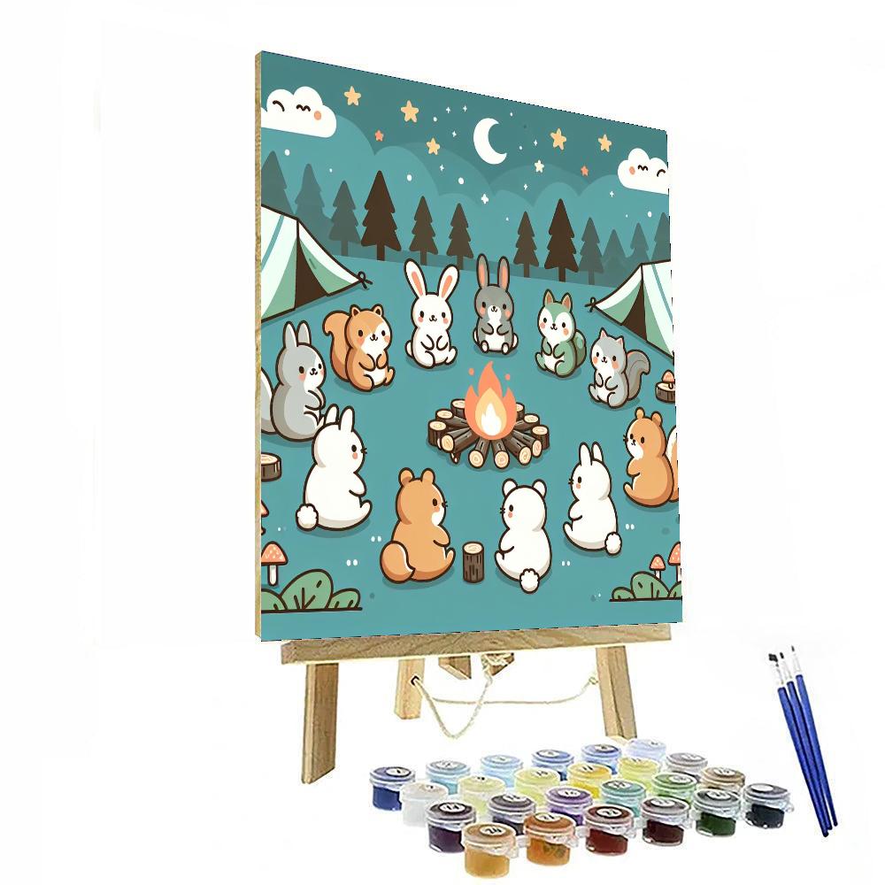 Cuddly Critter Camping Paint By Numbers Art