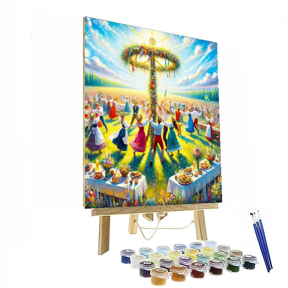 Midsummer Eve Celebration - Sweden Painting Number Kit
