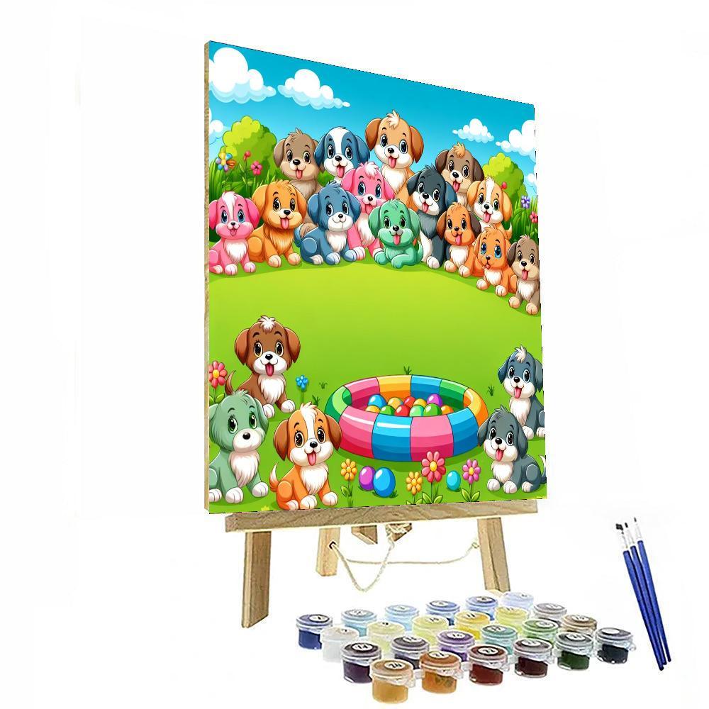 Puppy Playground Adventure Paint By Numbers Art