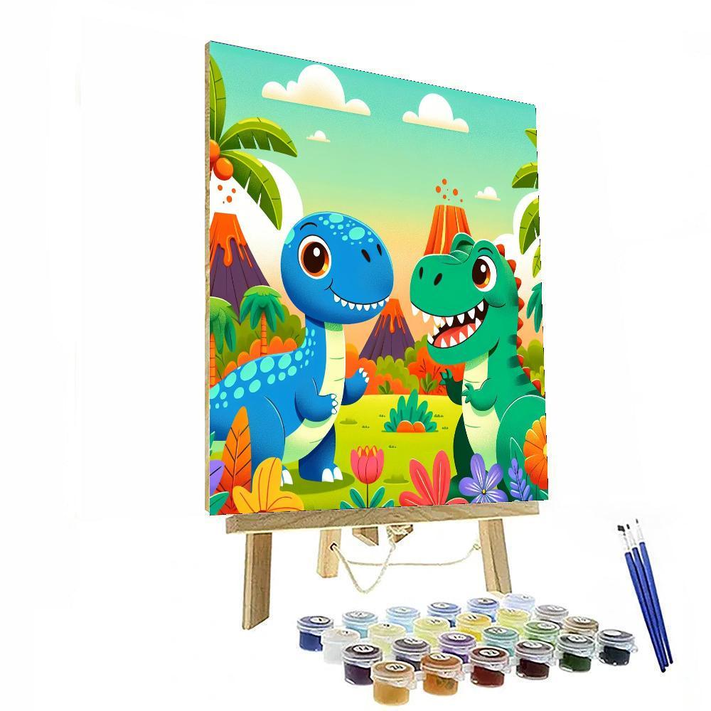 Colorful Dinosaurs Unite Numbered Painting Kits