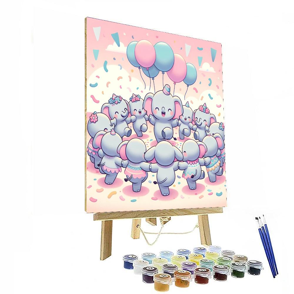 Dancing Elephants Number Painting