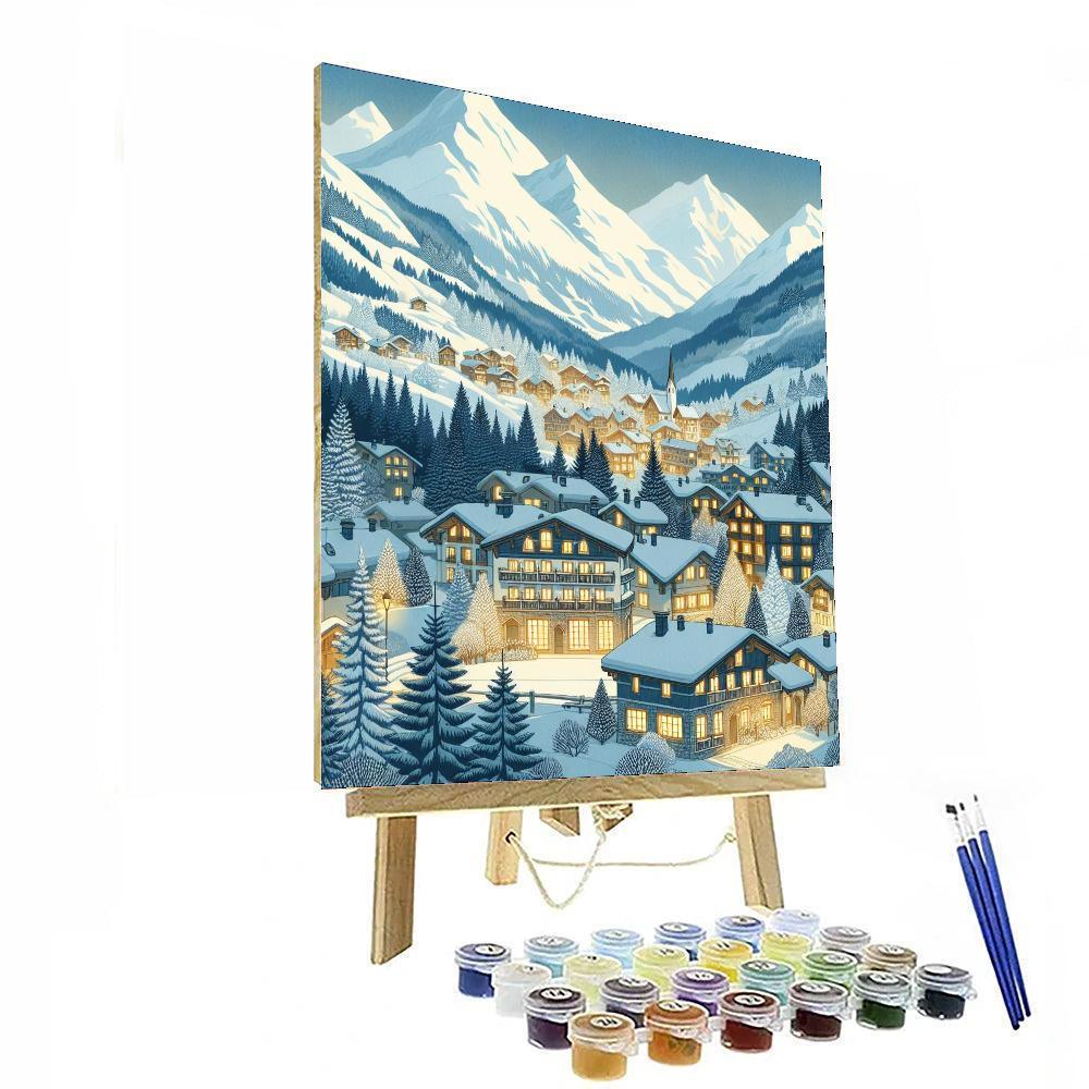Quaint Alpine Village Number Painting