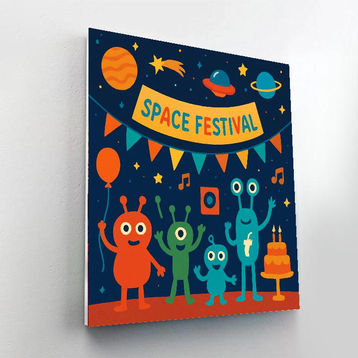 Galactic Space Festival Paint By Numbers Art