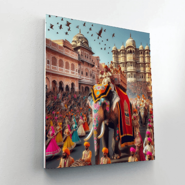 Elephant Festival - India Number Painting