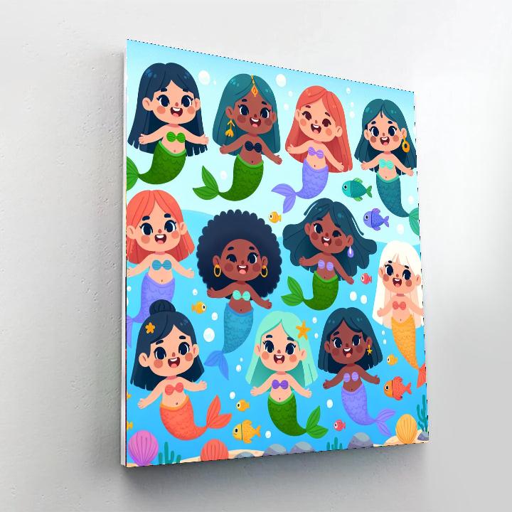 Bubbly Mermaid Friends Painting By Numbers Kit