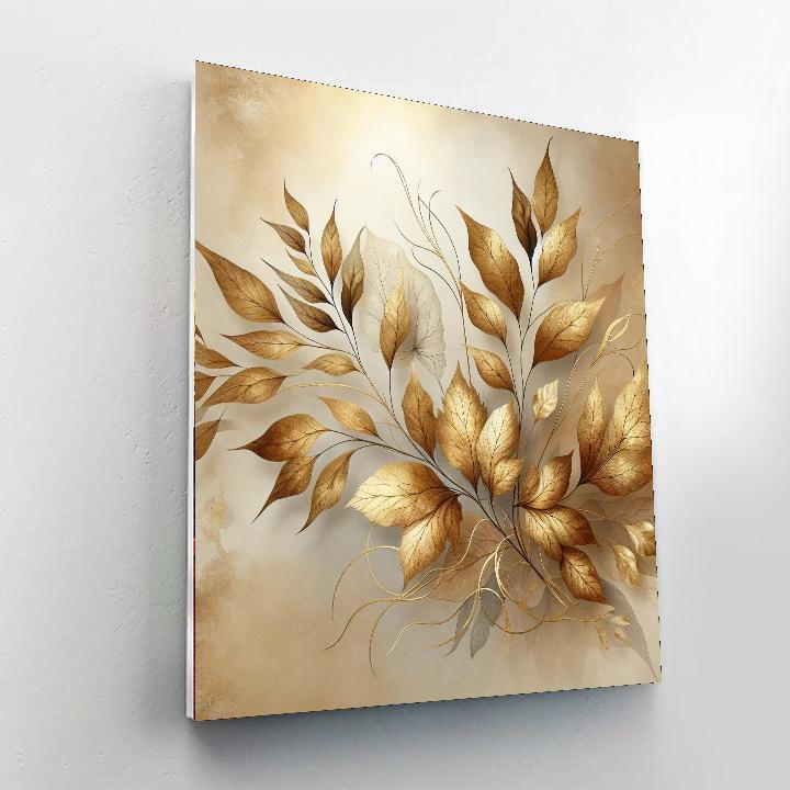 Elegant Golden Leaves Numbered Painting Kits