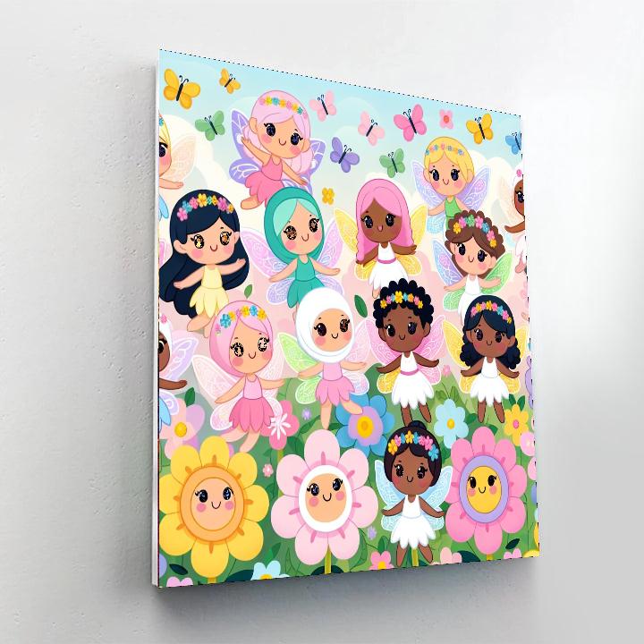 Cheerful Flower Fairies Painting By Numbers Kit