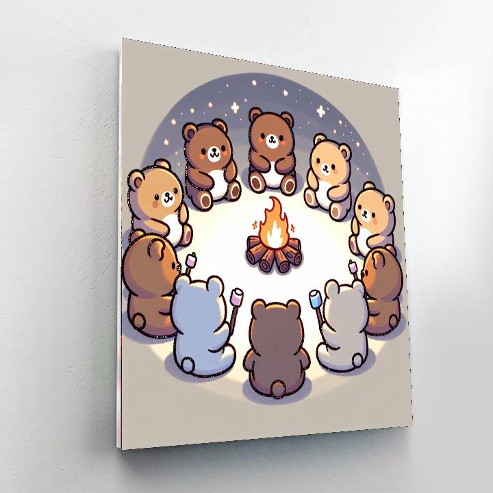 Cuddle Bears Campout Number Painting