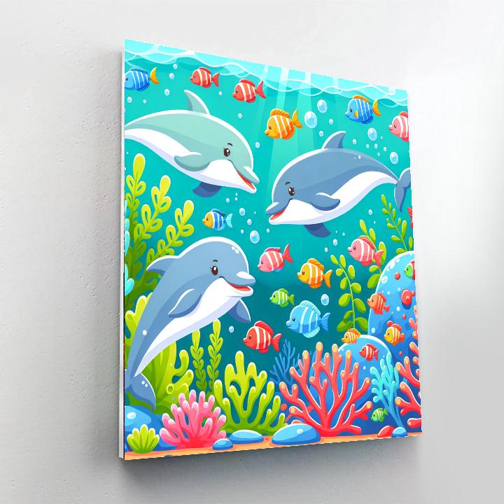 Underwater Dolphin Journey Number Painting
