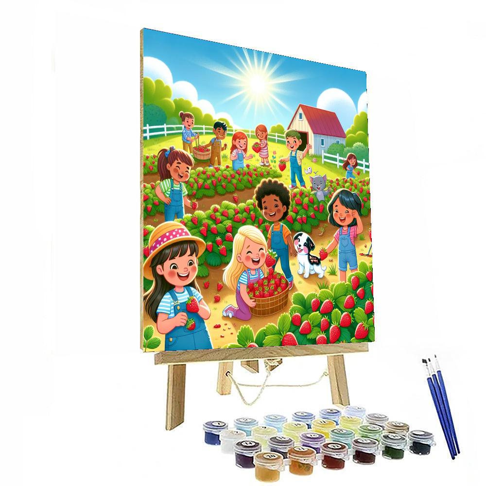 Sweet Strawberry Harvest Number Painting