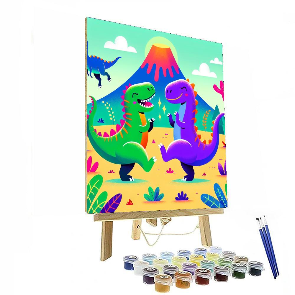 Dancing Dino Duo Paint By Numbers Art