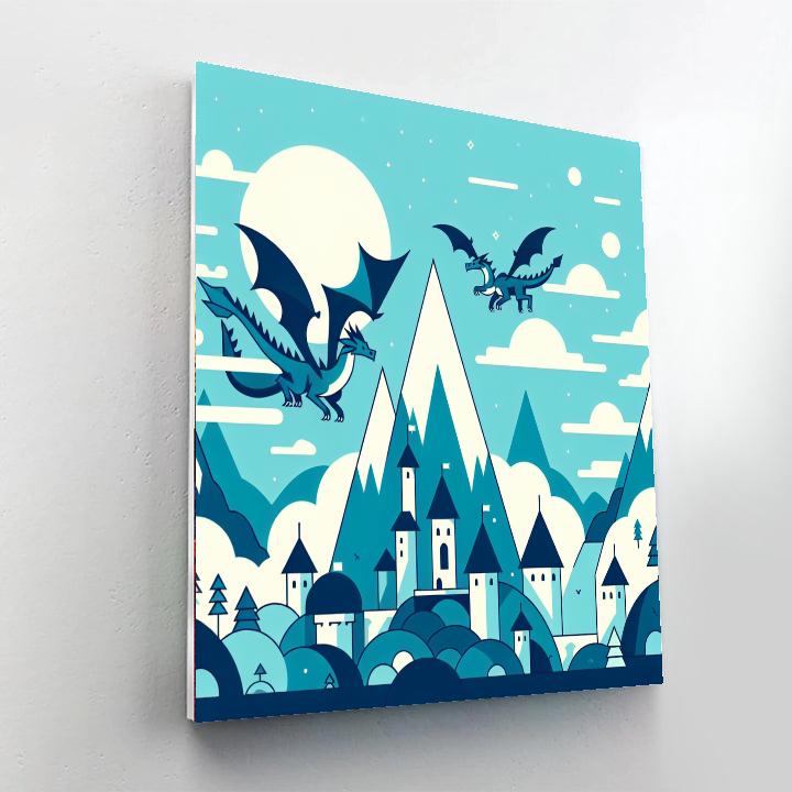 Mystical Mountain Dragons Paint By Numbers Art