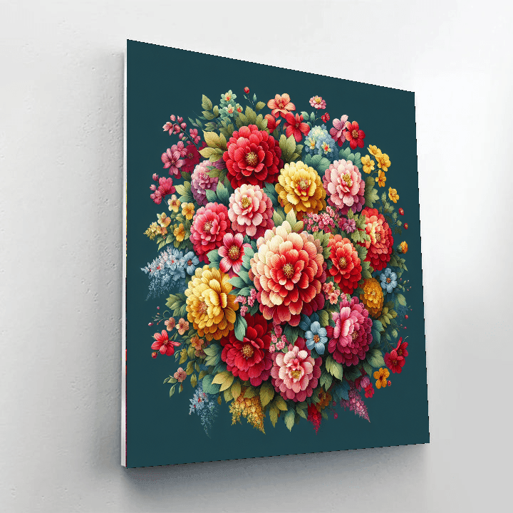 Vivid Floral Burst Number Painting