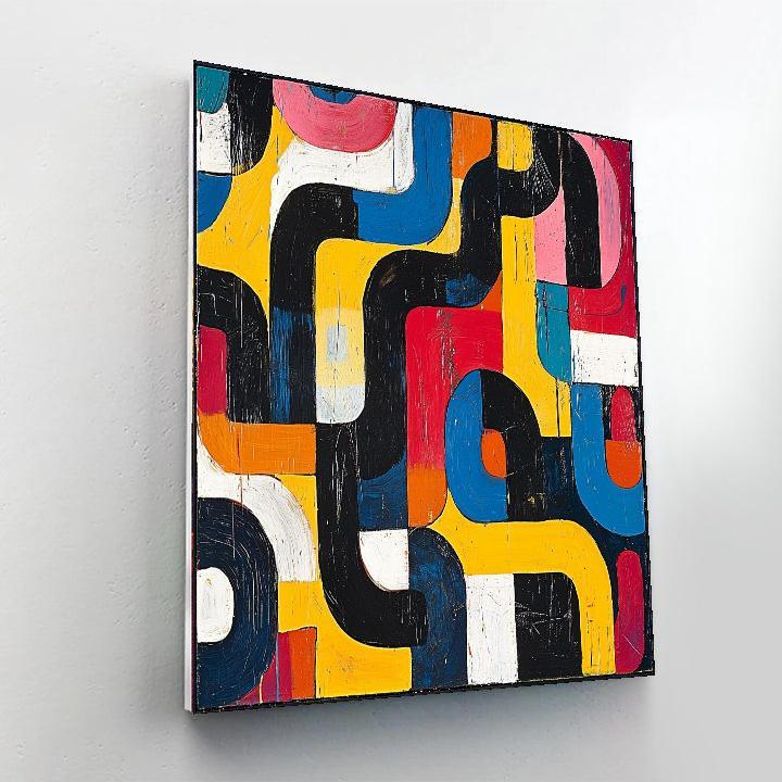 Jean-Michel Basquiat Inspired Prismatic Labyrinth  Number Painting