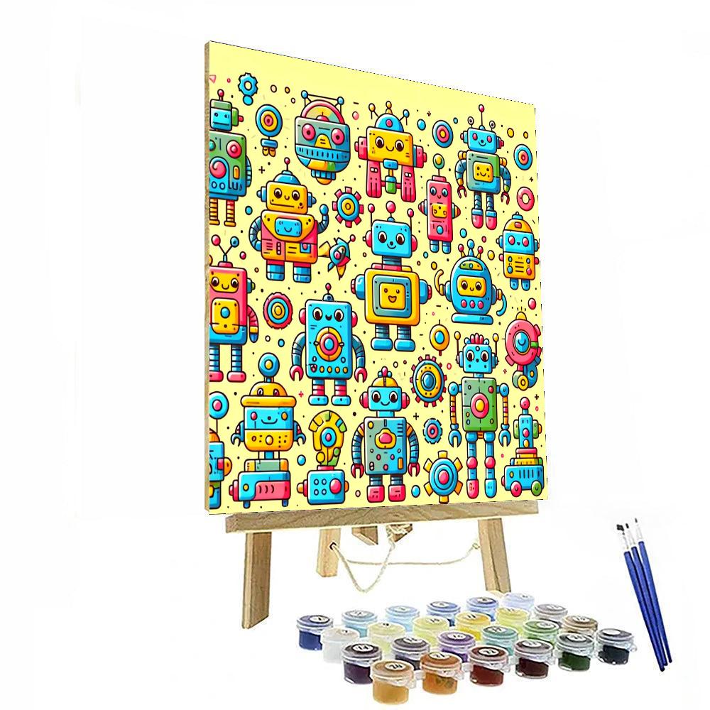 Magical Robot Friends Paint By Numbers Art