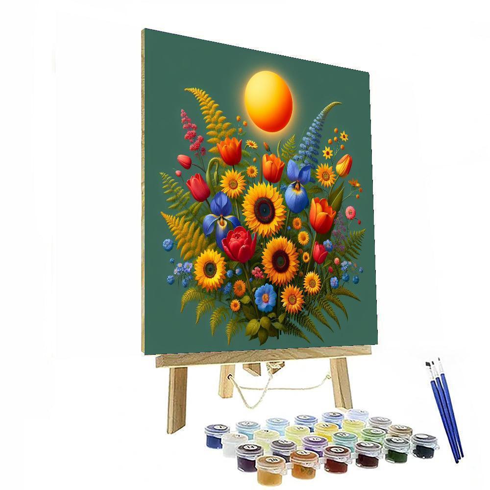 Bright Floral Delight Number Painting