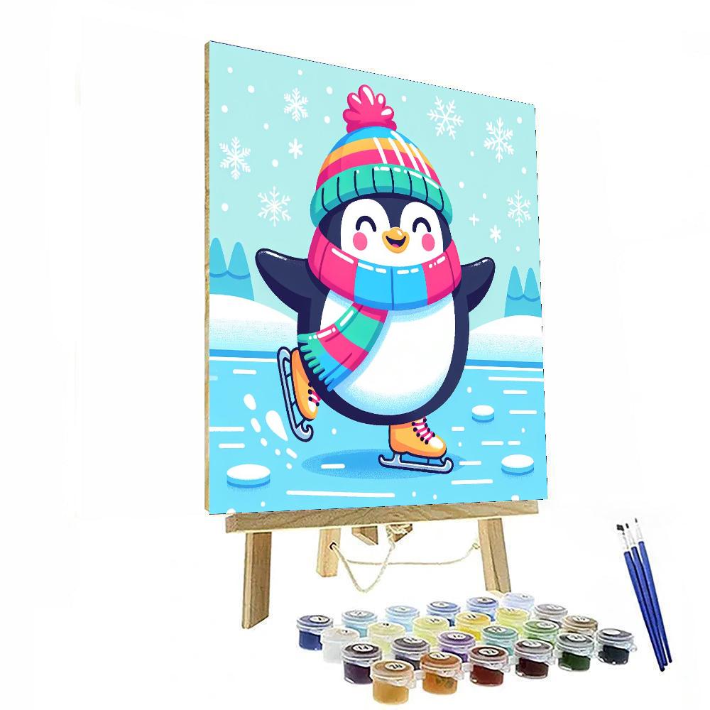 Joyful Skating Penguin Numbered Painting Kits