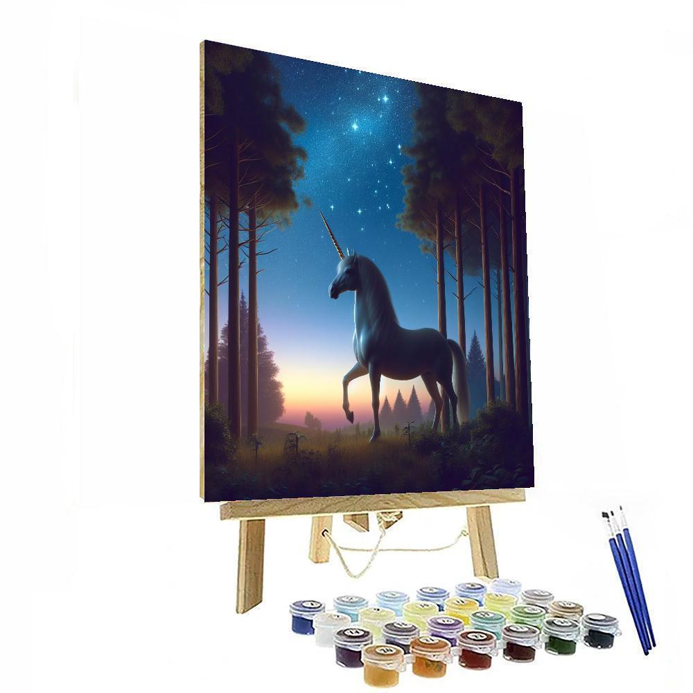 Mystical Unicorn In Twilight Grove Painting By Numbers Kit