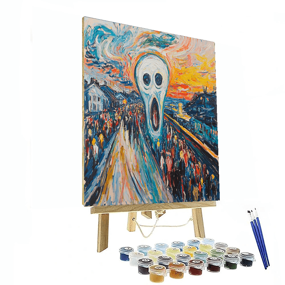 Edvard Munch Inspired Expressionist City Chaos  Paint By Number