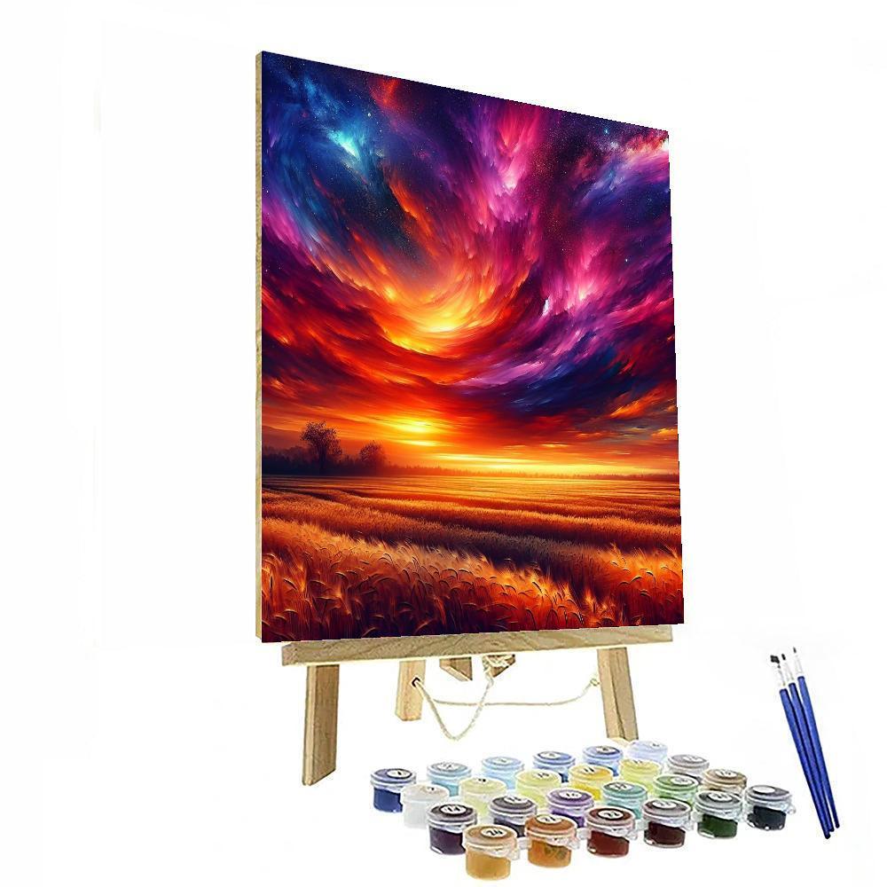 Radiant Sunset Over Fields Numbered Painting Kits