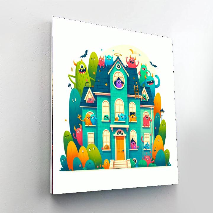 Spooky Monster Mansion Paint By Numbers Art