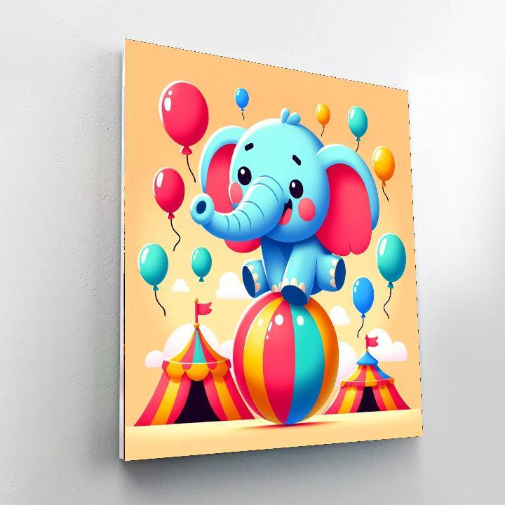 Cute Circus Elephant Paint By Numbers Art