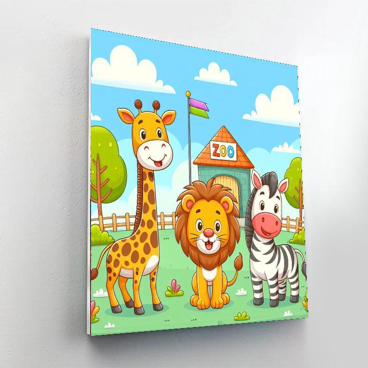 Whimsical Zoo Fun Paint By Numbers Art