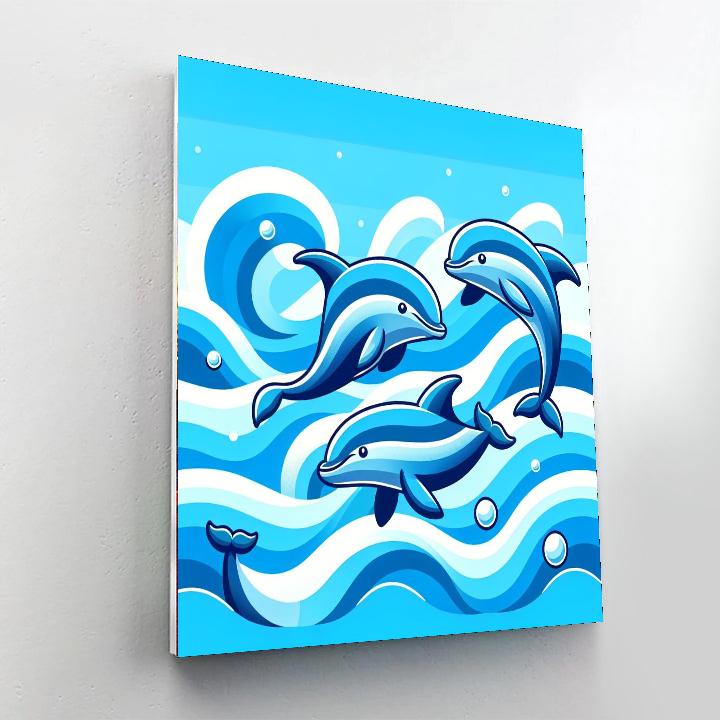 Seaside Dolphin Delight Number Painting
