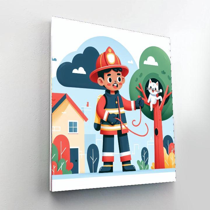 Heroic Firefighter's Rescue Paint By Number