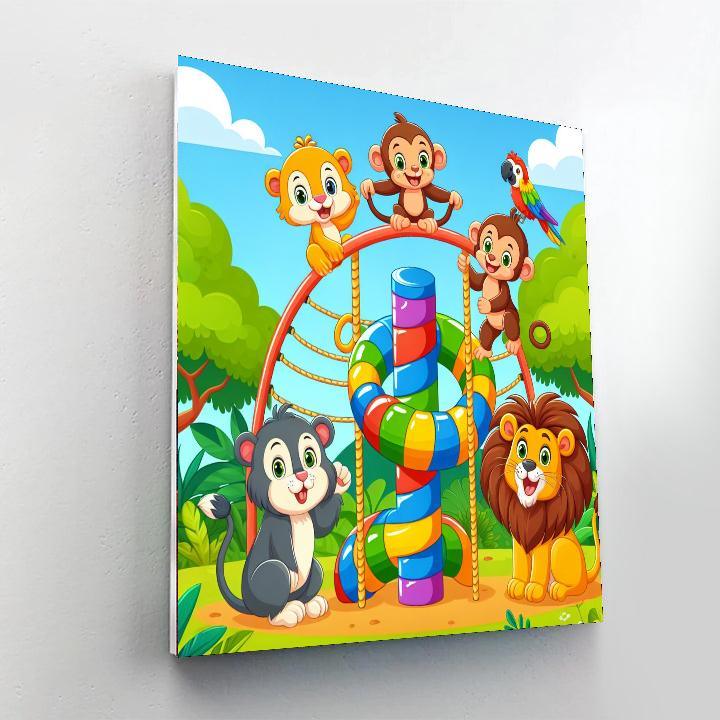 Colorful Jungle Gym Number Painting