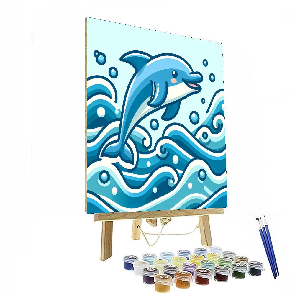 Playful Dolphin's Wave Numbered Painting Kits