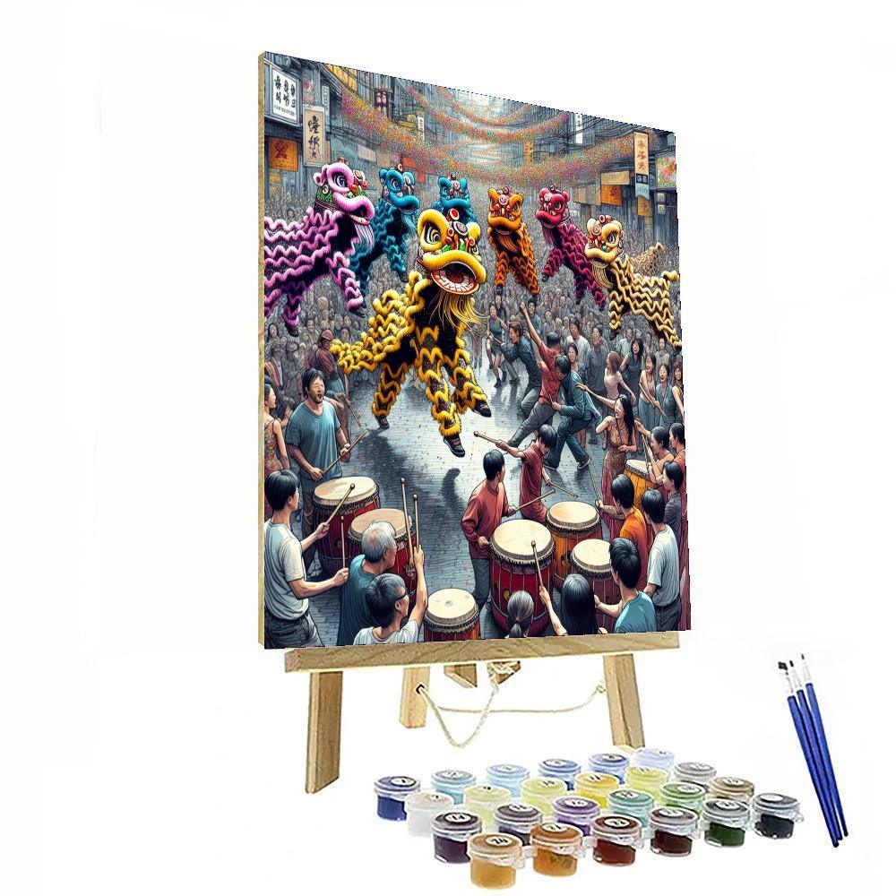Festival Of The Lion Dancers - Vietnam Paint By Color