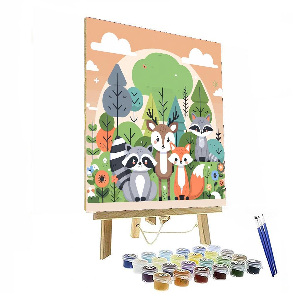 Playful Pals Of The Forest Paint By Numbers Art