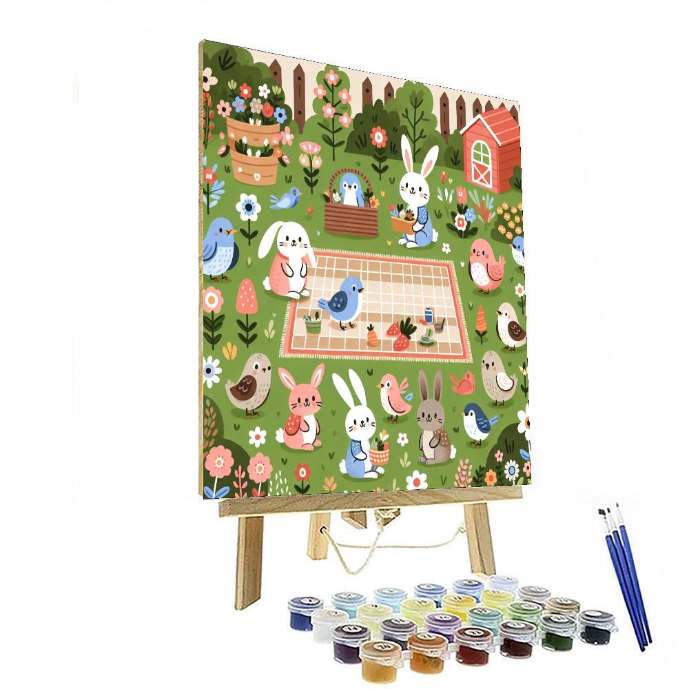 Garden Critter Gathering DIY Paint By Numbers