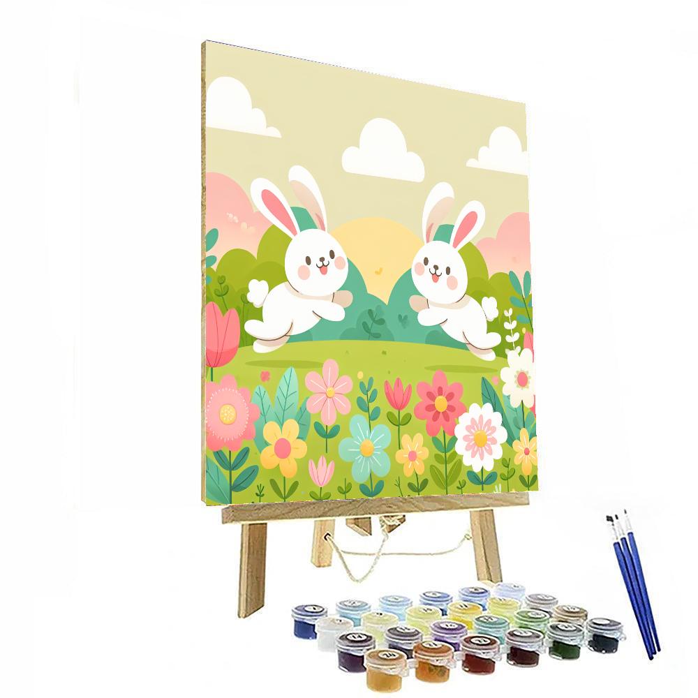 Joyful Springtime Bunnies Paint By Numbers Art