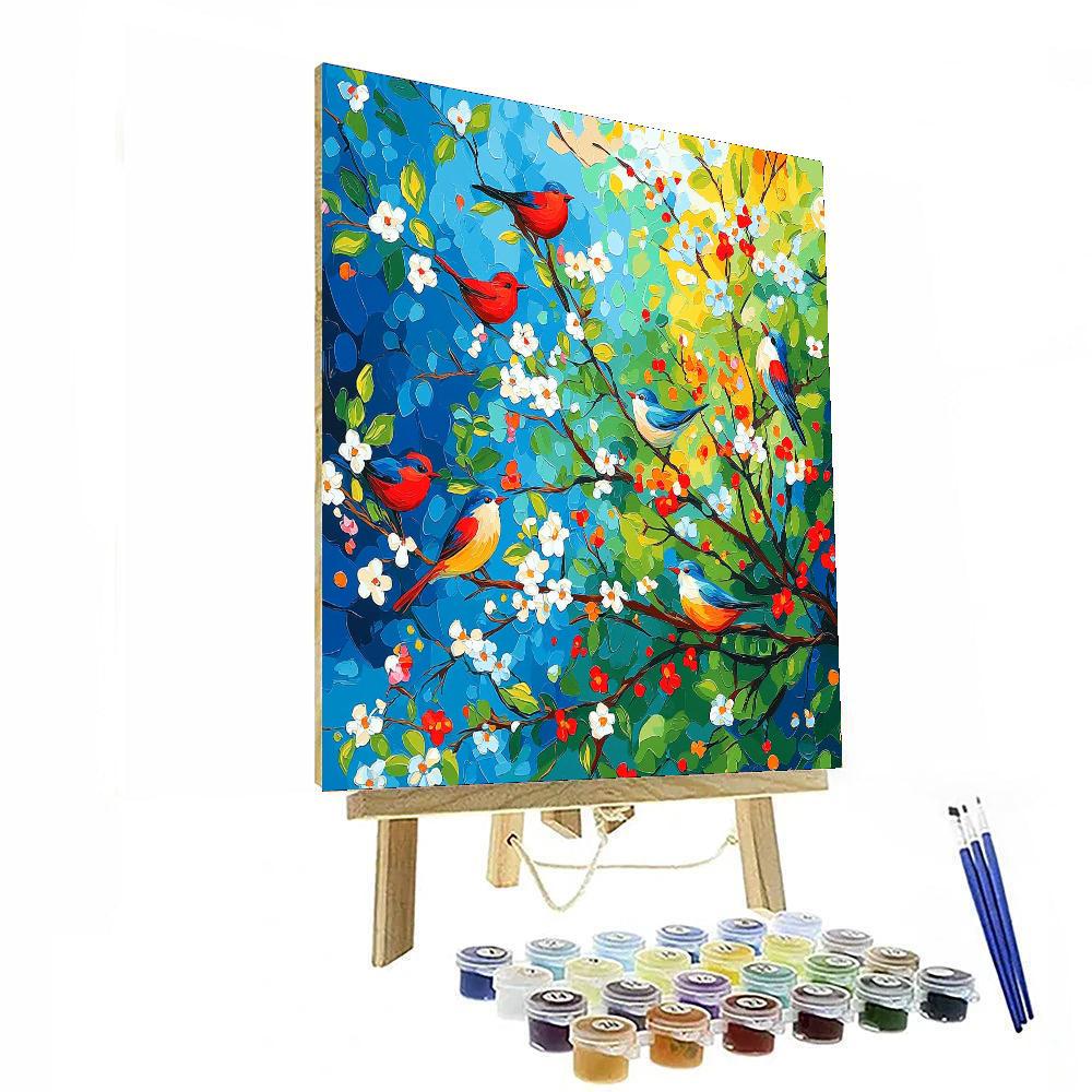 Franz Marc Inspired Vibrant Birdsong  Number Painting