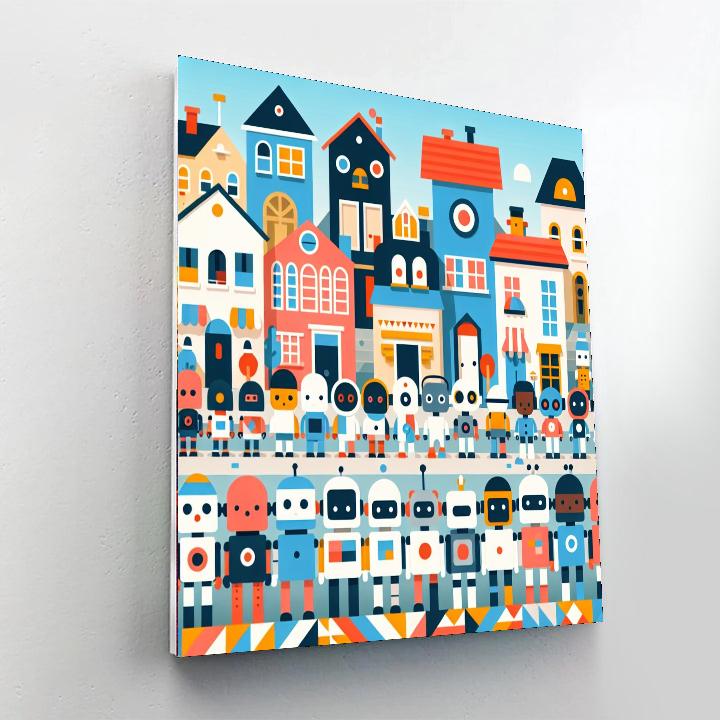 Robot Town Paint By Numbers Art