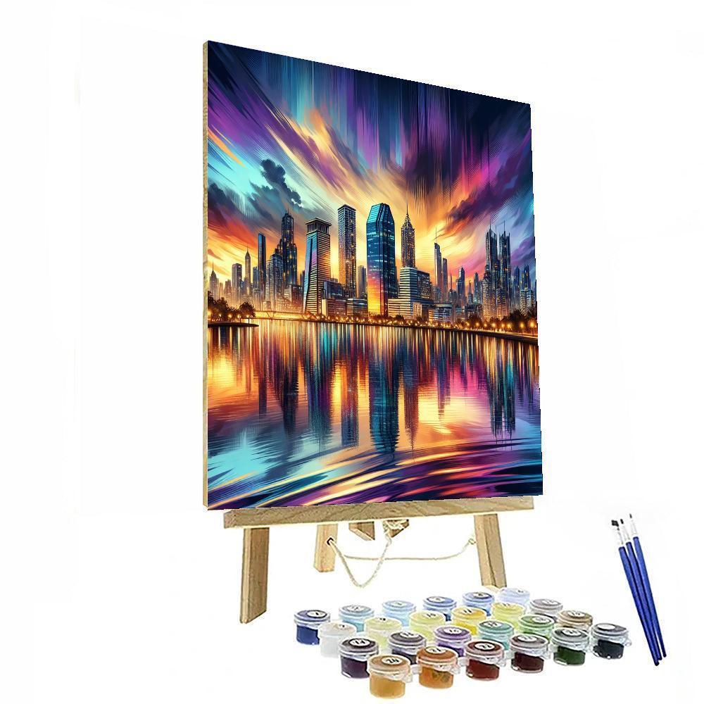 Radiant Cityscape At Dusk Paint By Numbers Art
